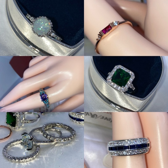 6pcs Size 8 Fashion Ring Set Rose Gold Silver - Picture 2 of 4